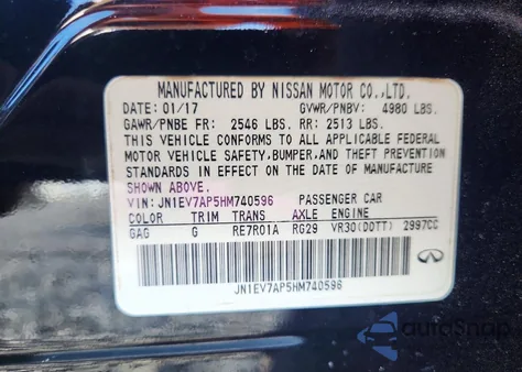 2017 Infiniti Q50 Premium из США, поврежденный, VIN JN1EV7AP5HM740596